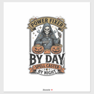 Heksen heks voor batterij reparatie Funny Hallowee Sticker