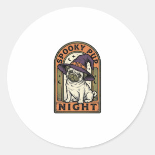 Heksen Honden T-Shirt Ontwerp met Vintage Gravure Ronde Sticker