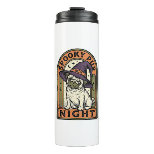 Heksen Honden T-Shirt Ontwerp met Vintage Gravure  Thermosbeker