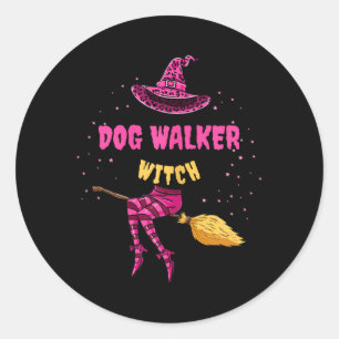 Heksen Hondenuitlater Halloween Hondenuitlater Ronde Sticker