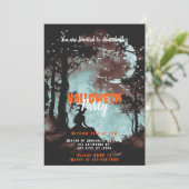 Heksen in de Bossen Moon Bats Halloween Party Kaart (Staand voorkant)