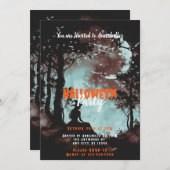 Heksen in de Bossen Moon Bats Halloween Party Kaart (Voorkant / Achterkant)