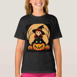 Heksen in Halloween-setting met pompoenen T-shirt