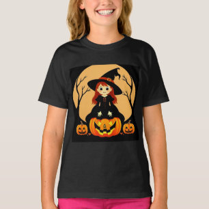 Heksen in Halloween-setting met pompoenen T-shirt