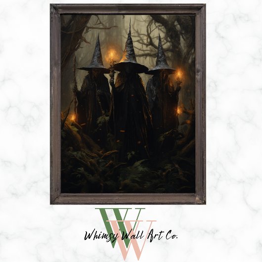 Heksen in het bos Donker Gotisch Halloween Poster