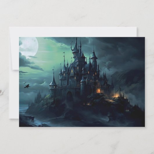 Heksen Kasteel Halloween Feest Uitnodiging (Achterkant)