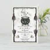  heksen ketel Halloween Dinner Party Kaart (Staand voorkant)