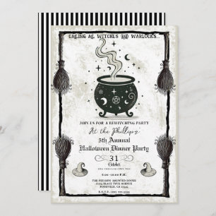  heksen ketel Halloween Dinner Party Kaart
