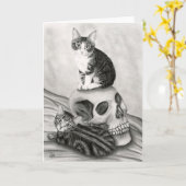 Heksen Kittens Kat Schedel Gotische Gothic Fantasy Kaart (Gele Bloem)