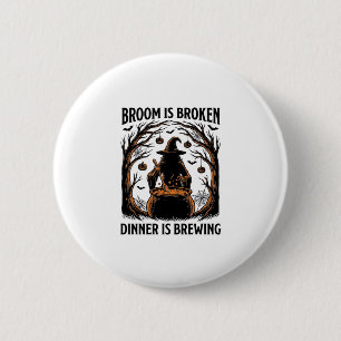 Heksen kookshirt Grappig Halloween Ketel Ontwerp Ronde Button 5,7 Cm