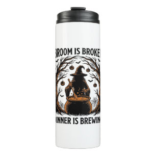 Heksen kookshirt Grappig Halloween Ketel Ontwerp Thermosbeker