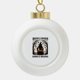 Heksen kookshirt Grappig Halloween Ketelontwerp Keramische Bal Ornament