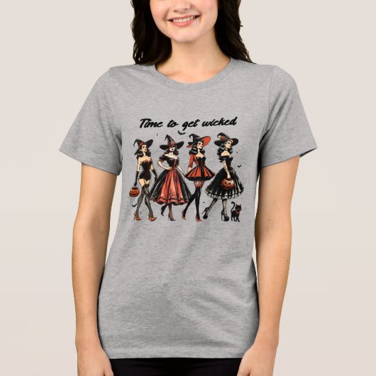 heksen krijgen slechte Halloween Tri-Blend Shirt (Voorkant)