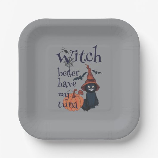 Heksen kunnen beter mijn tonijn hebben papieren bordje (Voorkant)