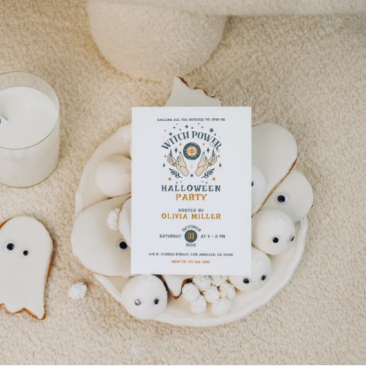Heksen macht spooky Halloween Party uitnodiging