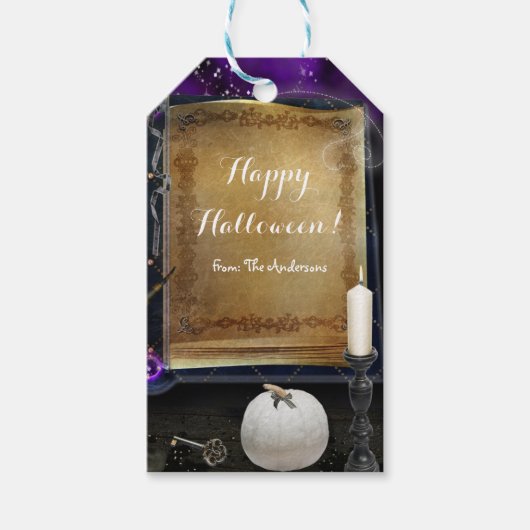 Heksen Magic Spell Boek Halloween Party Favor Cadeaulabel (Voorkant)