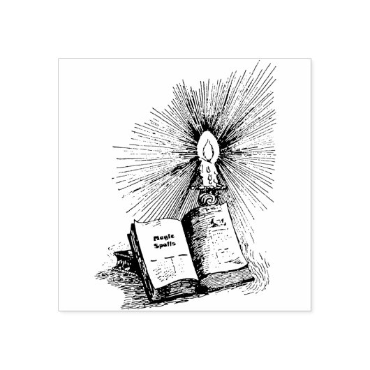 Heksen Magic Spells Boek Kaars Witchcraft kunst Rubberstempel (Afrduk)