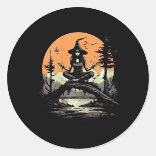 Heksen Mediterende Halloween Kostuum Yoga Zen Medi Ronde Sticker