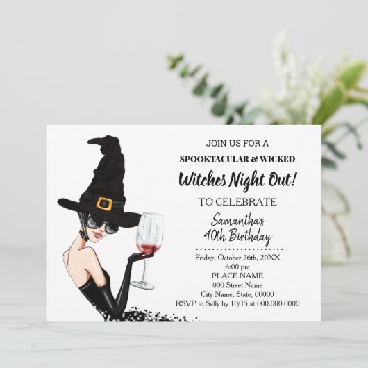 Heksen meisjes avondje uit Halloween Verjaardagsfe Kaart (Staand voorkant)