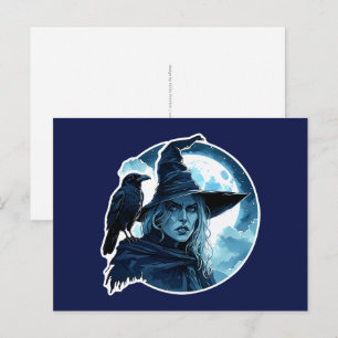 Heksen met een raaf - Halloween Fan Fun 2 Briefkaart