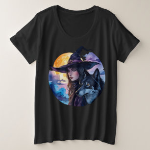 Heksen met een Wolf - Halloween Fan Fun 1 Grote Maat T-shirt