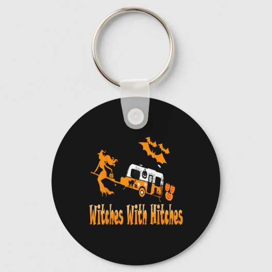 Heksen Met Hitches Camping Fun Halloween Sleutelhanger (Voorkant)