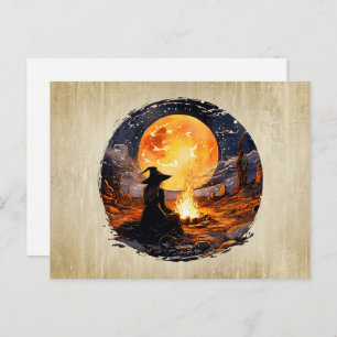 Heksen met kaarsen en vuur - Wicca Halloween 1 Briefkaart
