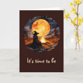 Heksen met kaarsen en vuur - Wicca Halloween 1 Kaart (Gele Bloem)