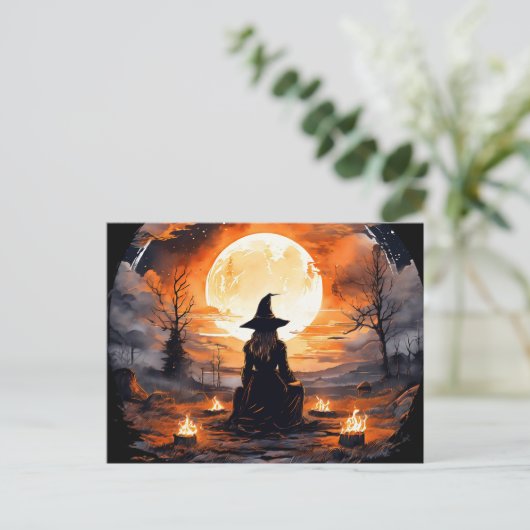 Heksen met kaarsen en vuur - Wicca Halloween 2 Briefkaart (Staand voorkant)