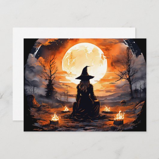 Heksen met kaarsen en vuur - Wicca Halloween 2 Briefkaart (Voorkant / Achterkant)