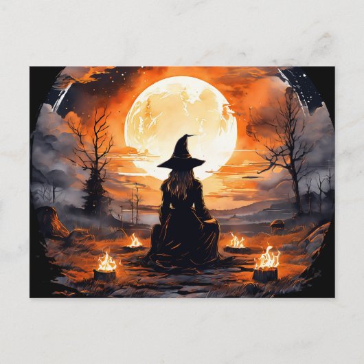 Heksen met kaarsen en vuur - Wicca Halloween 2 Briefkaart (Voorkant)