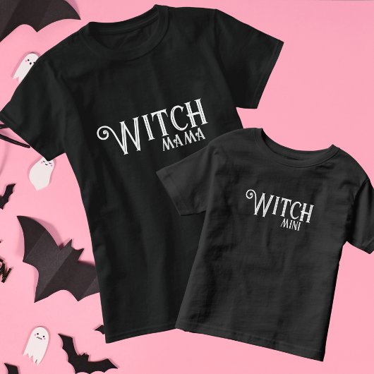 Heksen Mini Halloween Mama Matching Wit Kinder Shirts