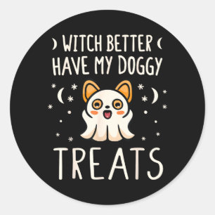 Heksen moeten hondenbrokjes hebben - Halloween hon Ronde Sticker