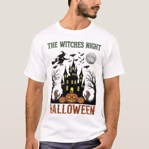 Heksen Nacht Halloween Gehekst Kasteel Vliegende H T-shirt