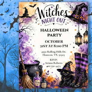 Heksen Nacht Uit Halloween Feest Kaart