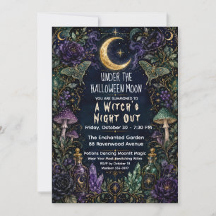 Heksen Nacht Uit Halloween Maan Botanische Feest Kaart