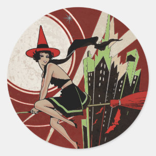 Heksen Nacht Vintage Halloween Heks Sticker