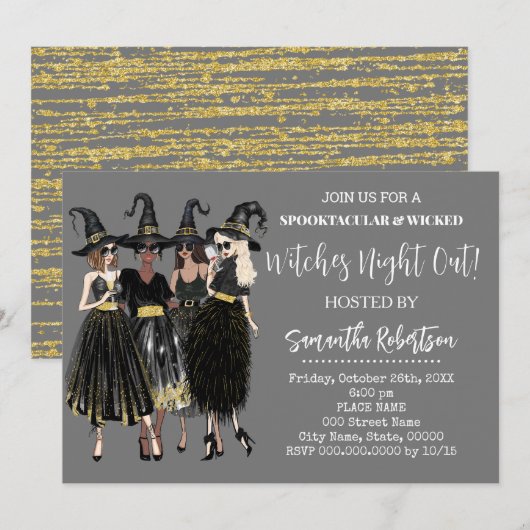 Heksen Night Out Halloween Volwassenen Party Kaart (Voorkant / Achterkant)