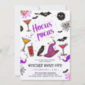 Heksen Night Out Leuke kleurrijke cocktail krabbel Kaart (Voorkant)