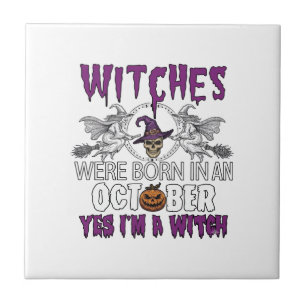 Heksen Oktober Halloween Schedel Heksenhoed Pompoe Tegeltje