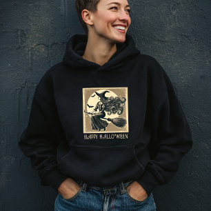 Heksen op bezemsteel Volle Maan & Vleermuizen Hall Hoodie