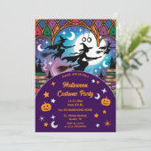 Heksen op een missie Halloween kostuumfeest Kaart (Staand voorkant)