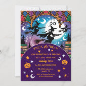 Heksen op een missie Trick or treat Halloween Kaart (Voorkant)