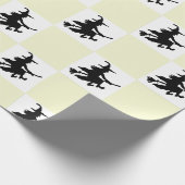 Heksen op geel en wit geruit inpakpapier (Hoek)