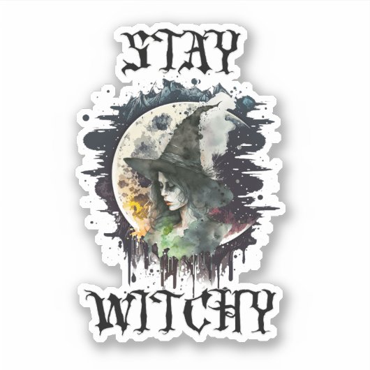 Heksen op Halloween en volle maan Sticker (Voorkant)