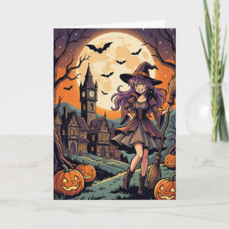 Heksen op Halloween Feestdagen Kaart