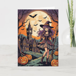 Heksen op Halloween Kaart