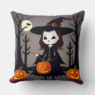 Heksen op Halloween met Pompoenen Kussen