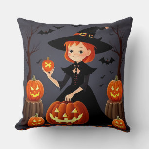 Heksen op Halloween met Pompoenen Kussen