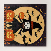 Heksen op Halloween met Pompoenen Legpuzzel (Horizontaal)